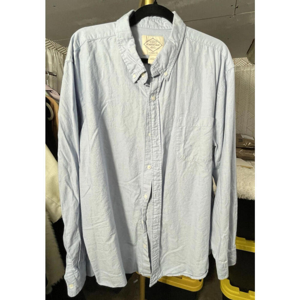 St. John's Bay Men's Dress Shirt Light Blue 100% Cotton Long Sleeve Sz XXL